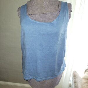 Womens Blue Marsh Landing Linen/Cotton Tank Top Size M